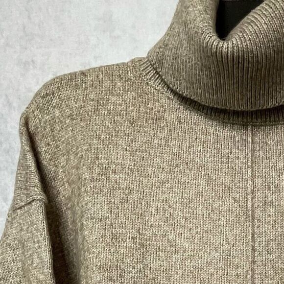 H&M Wool Blend Sweater Womens Size S Brown Cowl Neck Oversized Tunic Sweater - Picture 4 of 14